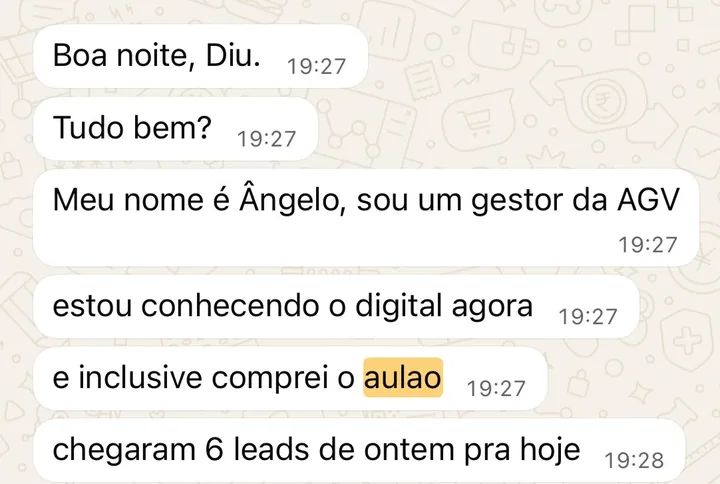 Print real de aluno do treinamento